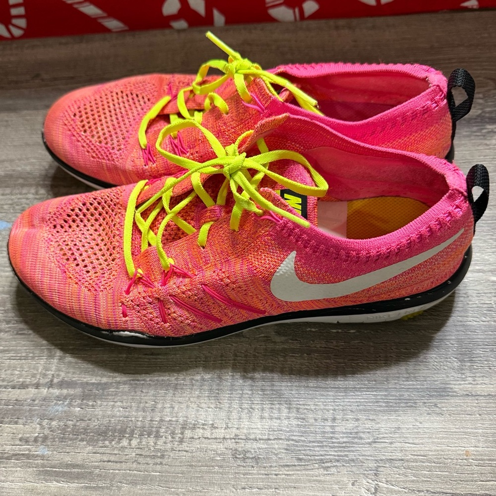 Nike Free Women's Pink and Yellow Running  Shoes